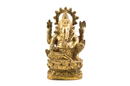 Ganesh brass sit on lotus isolatedの写真素材