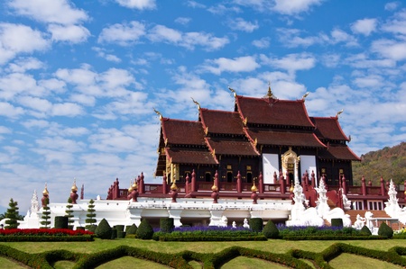 Beautiful Temple on blue sky backgroundの写真素材