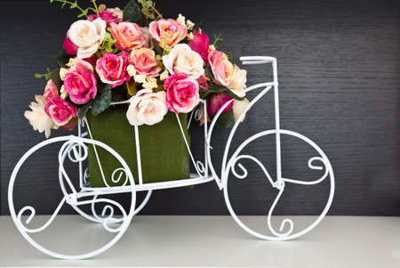 Flower pot shape bike for decorationの写真素材