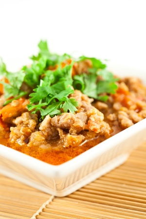 Pork and Tomato Relish  , 
Northern Thai food call Nam Prik Aongの写真素材