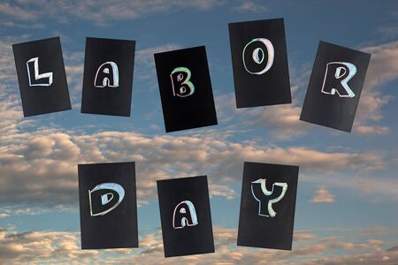 labor day on blue sky backgroundの写真素材