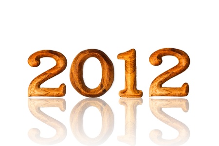 New year 2012 made from wood text on white background