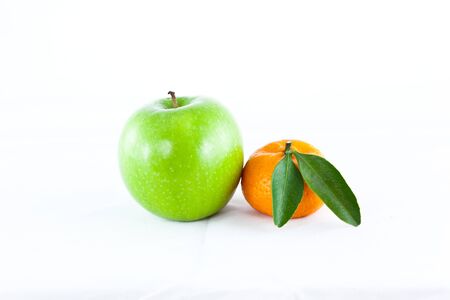 fruit mix isolated on white backgroundの写真素材