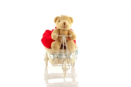 Bicycle with red heart on white backgroundの写真素材