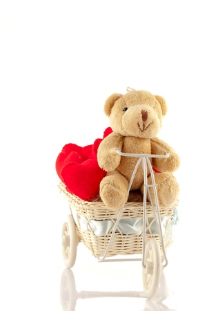 Bicycle with red heart on white backgroundの写真素材