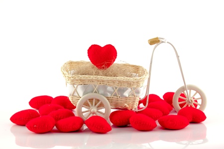 Bicycle with red heart on white backgroundの写真素材