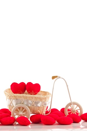 Bicycle with red heart on white backgroundの写真素材