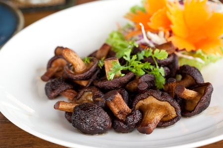 close up Fried mushroom with  sauceの写真素材