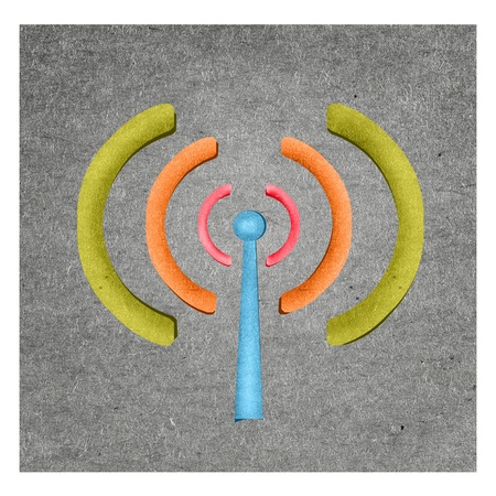radio tower icon on paper backgroundの写真素材
