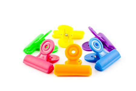 paper clips isolated on white backgroundの写真素材