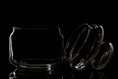 Glass jar on dark backgroundの写真素材