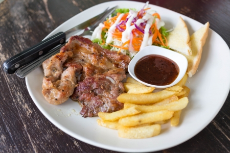 grilled steak and vegetableの写真素材