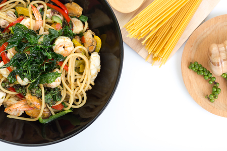 spicy spaghetti, thai cuisineの写真素材