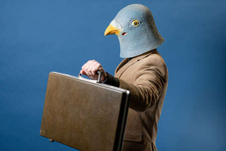 Pigeon Man Wearing Suit With Gold Chainの写真素材