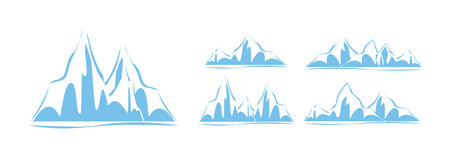 Mountains or rocks with white snow on a white background. Icon or logo for skiing.のイラスト素材