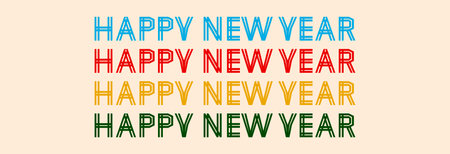 Happy New Year, inscription in different colors.のイラスト素材