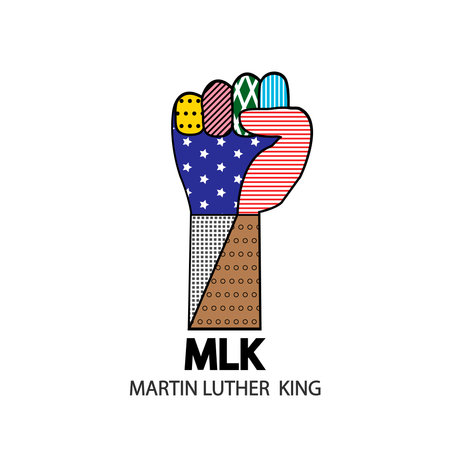 Martin Luther King Jr. Day. African american hand with clenched fist in different colors.のイラスト素材