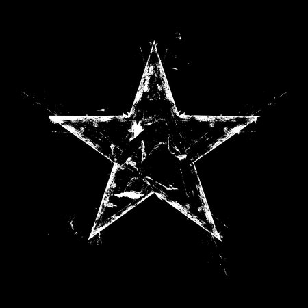 Old white star on a black background. Icon for design. Grunge star backgroundのイラスト素材