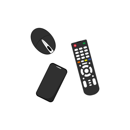TV remote control, computer mouse and phone. All this unites the Internet.のイラスト素材