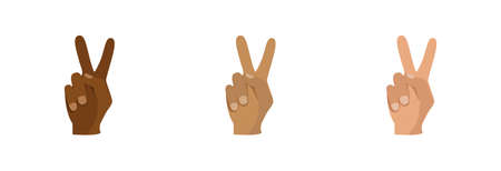 Hands of different nationalities show a symbol of peace.のイラスト素材