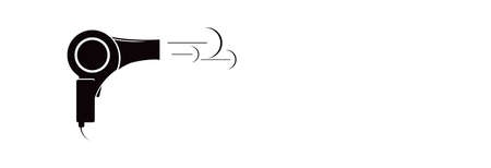 Hair dryer for drying hair, black color isolated on a white background. Icon for hairdresser.のイラスト素材