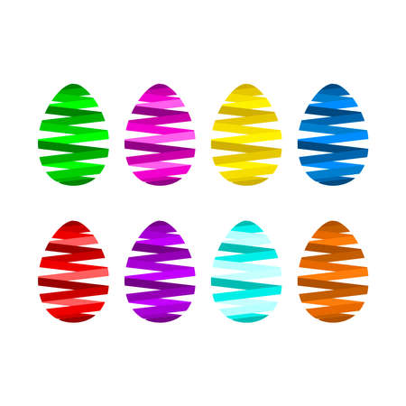 Easter eggs in different colors. Set of easter eggs.のイラスト素材