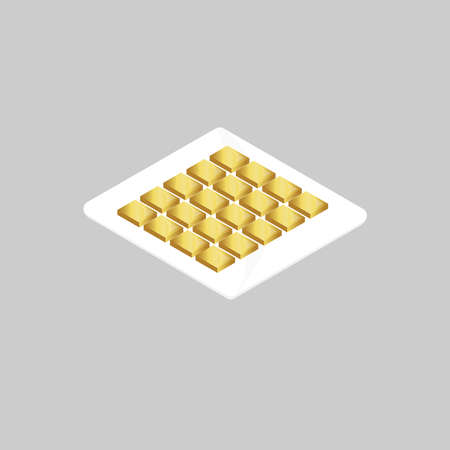 Set of gold buttons on a gray background. Icon for web design.のイラスト素材