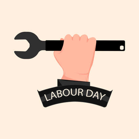 The fist holding a wrench for the job. Labor Day.のイラスト素材