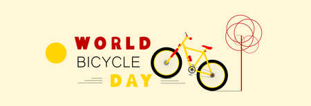 Yellow sport bike on a light background. World Bicycle Day.のイラスト素材