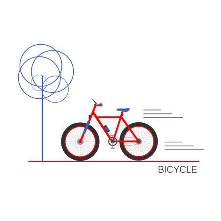 Red sports bike on a white background. World Bicycle Day.のイラスト素材