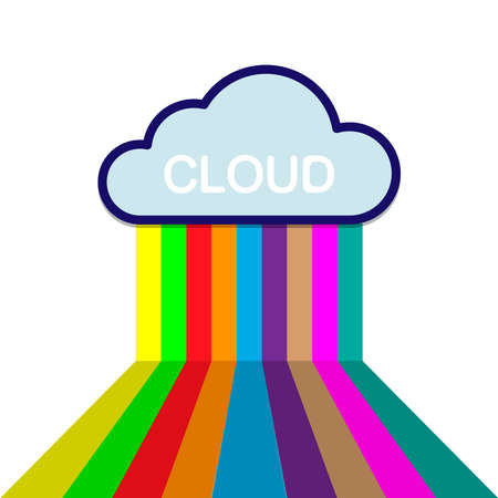 Cloud for storing information and a rainbow on a white background.のイラスト素材