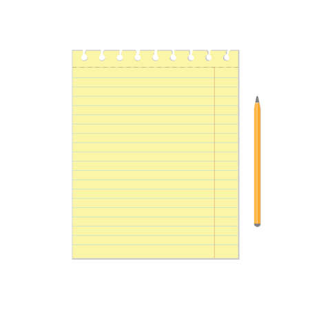Yellow sheet of paper in a ruler and pencil for text.のイラスト素材