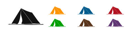 Tent, icon in different colors isolated on a white background.のイラスト素材