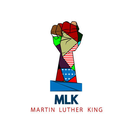 Martin Luther King Jr. Day. African american hand with clenched fist in different colors. Icon or logo.のイラスト素材