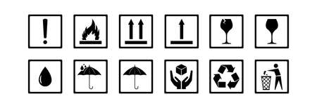 A set of different symbols used for packaging.のイラスト素材
