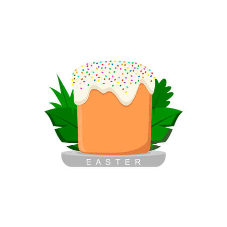 Easter traditional bread and palm leaves.
