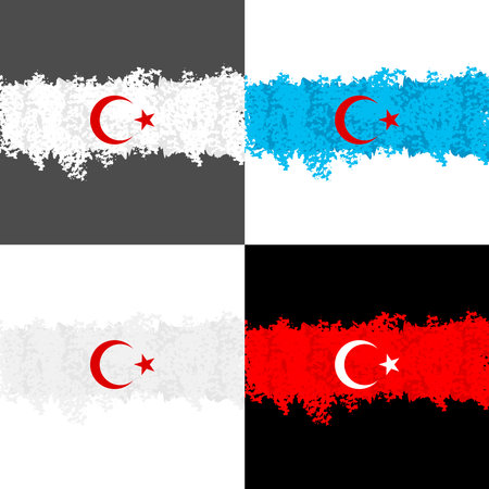 Star and crescent moon, icon or symbol of Islam in different colors.のイラスト素材