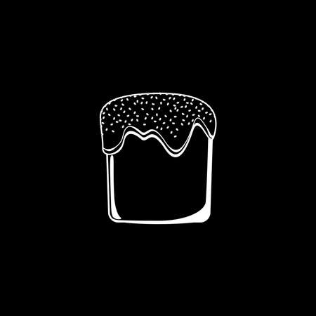 Easter traditional bread, white icon on black background.のイラスト素材