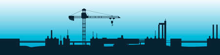 Silhouette of unfinished construction with industrial crane.のイラスト素材
