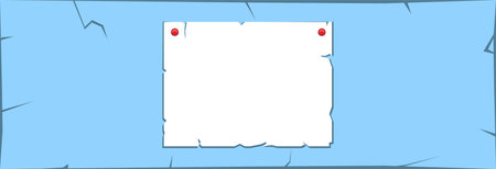 A blank sheet of paper pressed against the wall with buttons, space for text.のイラスト素材