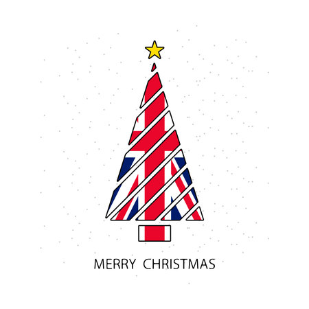 Bright Christmas tree on the background of the British flag.のイラスト素材