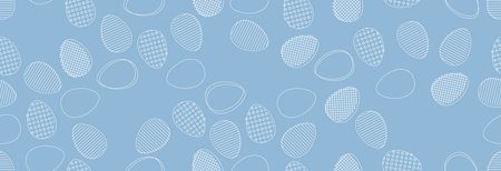 Easter eggs on a blue background. Seamless pattern.のイラスト素材