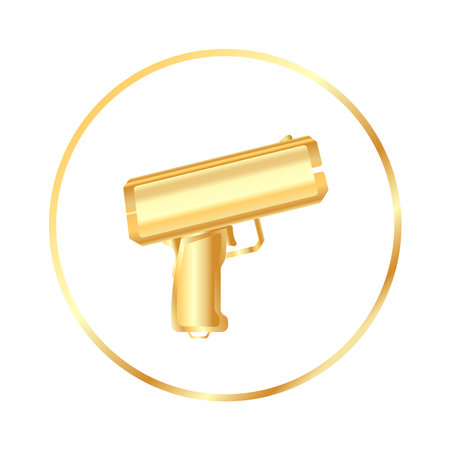 A golden gun that shoots money or coupons.のイラスト素材