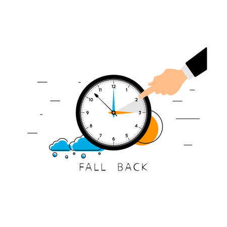 Don't forget to move the hand back one hour. Fall back.のイラスト素材