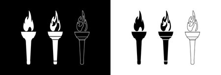 torch icon on white and black background.のイラスト素材
