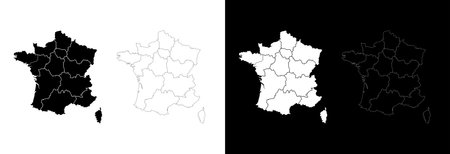 Vector map of France isolated on white and black background.のイラスト素材