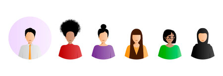A collection of different women and different nationalities. Avatar icon.のイラスト素材