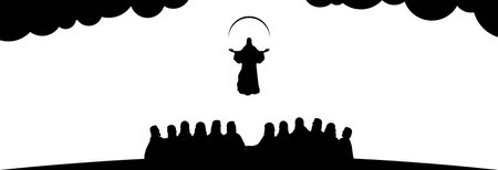 Happy day of ascension of Jesus Christ on the Mount of Olives. Jesus ascending to heaven.のイラスト素材