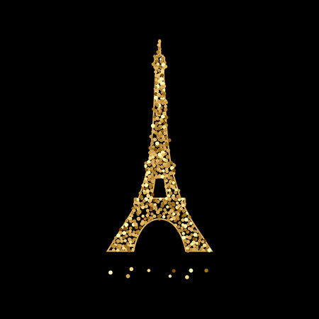 Golden bright tower on a black background. Vector icon.のイラスト素材