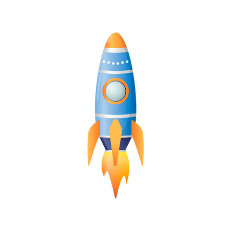 Launching a space rocket into outer space. Vector drawing.のイラスト素材